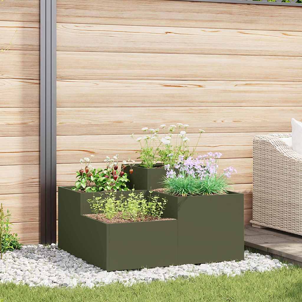 Maceta Para Jardín Verde Oliva 80 X 80 X 48 Cm Acero_1