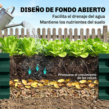 Outsunny Jardinera Elevada Rectangular De Acero Galvanizado 120x60x30,5 Cm Verde_5