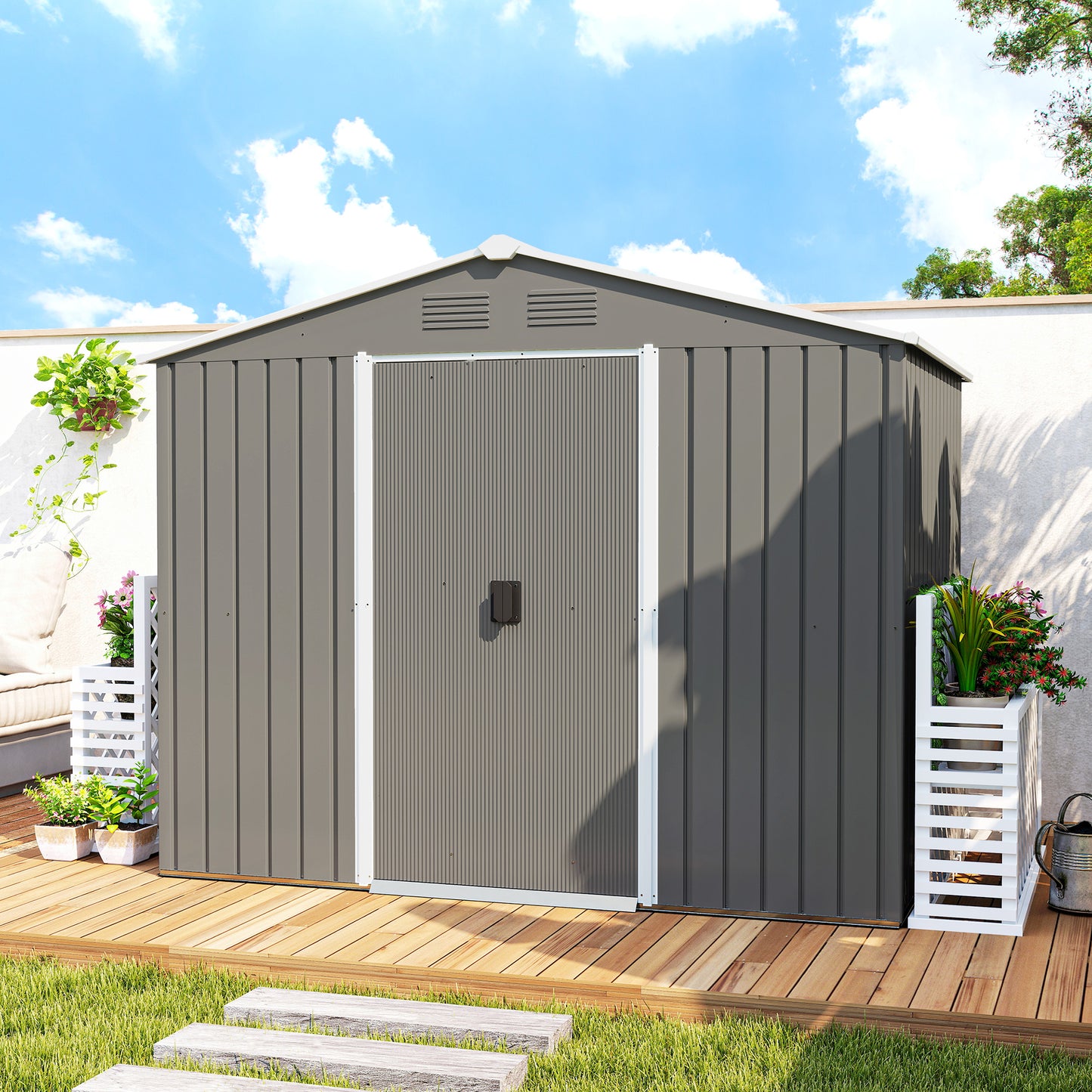 Outsunny Caseta De Jardín Exterior 3,6 M² 236x174x190 Cm Con Puertas Correderas_3