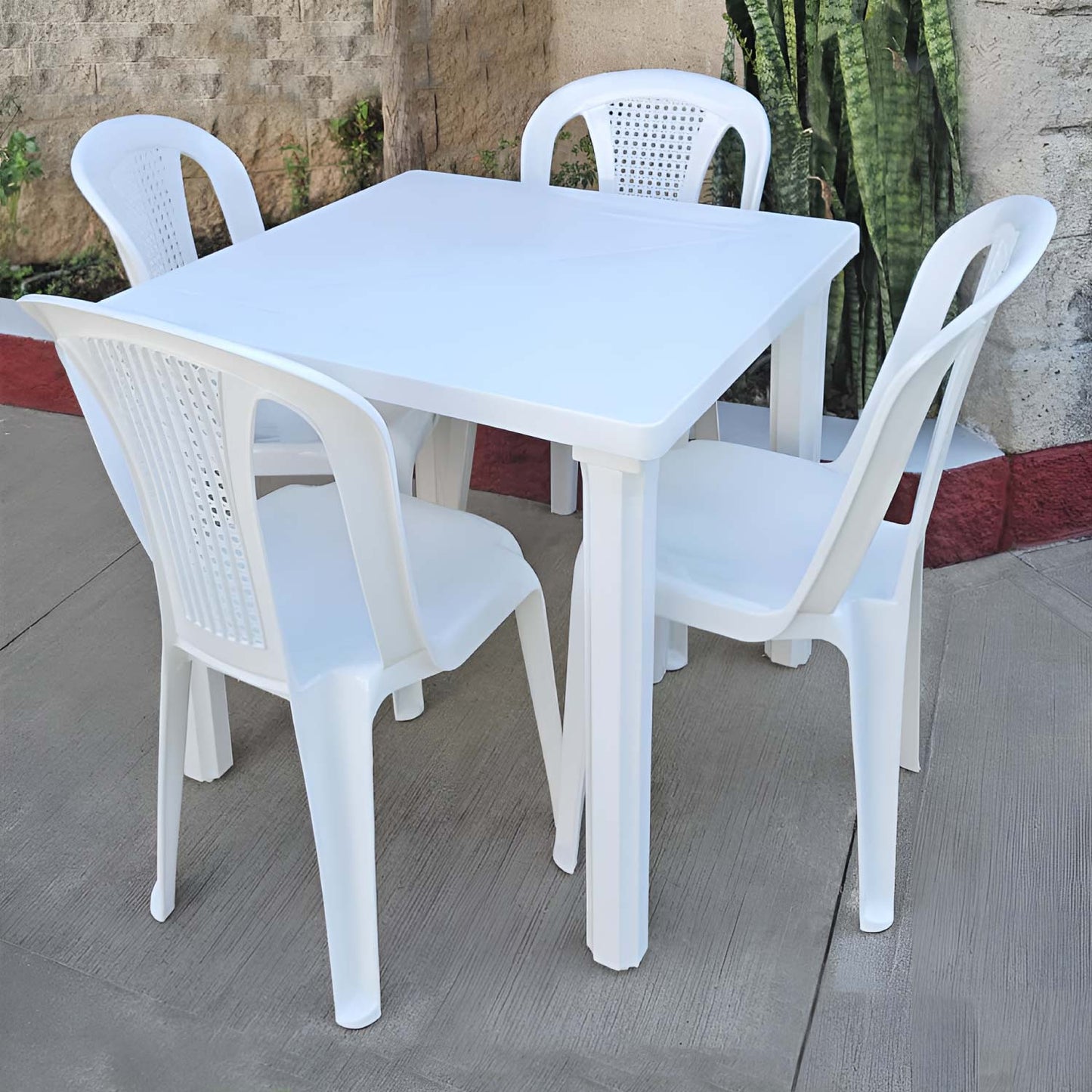 Mesa De Resina Cuadrada Elegia Blanca 79x79x72cm O91_2