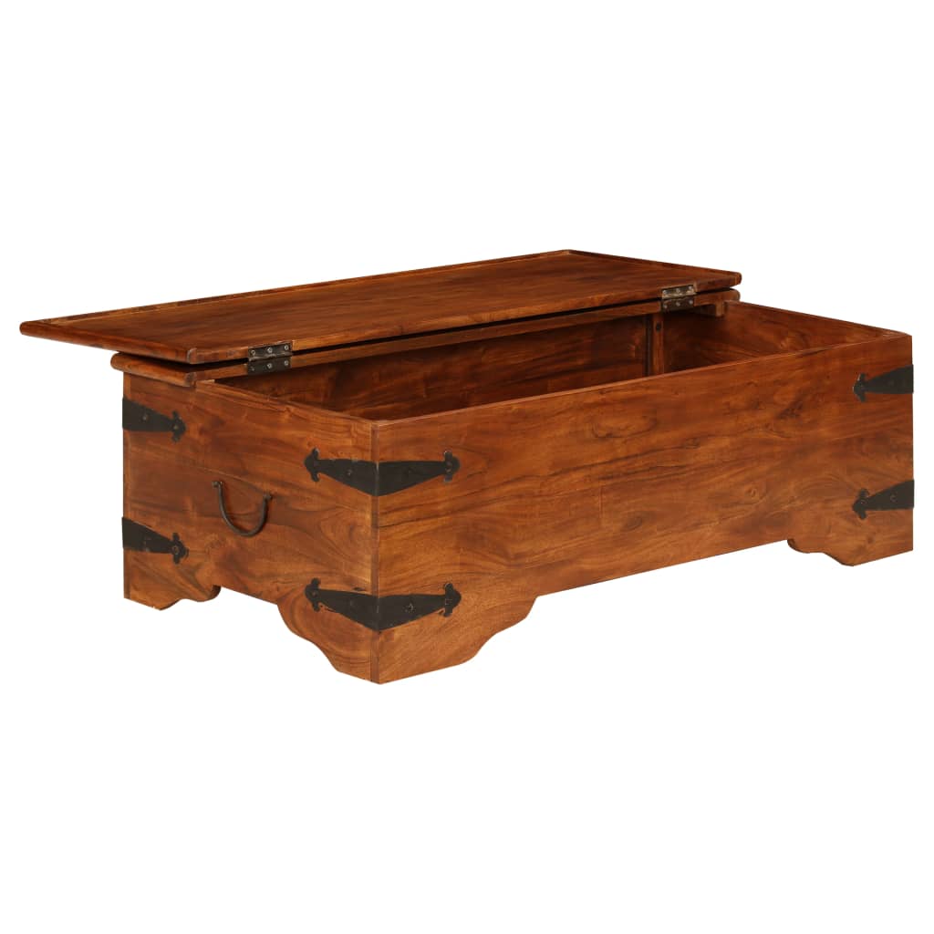 Mesa De Centro Madera Maciza Acacia Acabado Miel 110x55x35 Cm_2