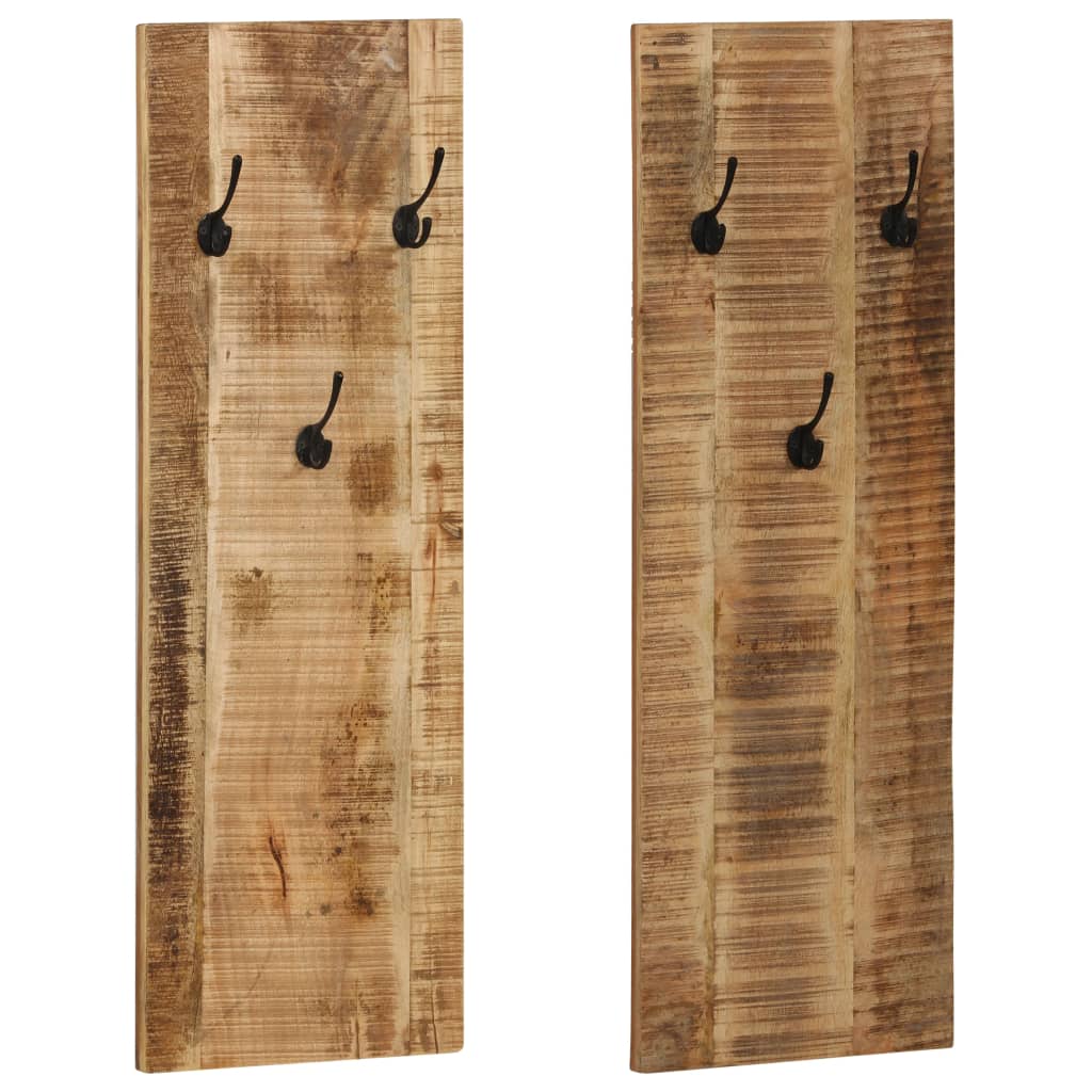 Percheros De Pared 2 Uds Madera Maciza De Mango 36x110x3 Cm_1