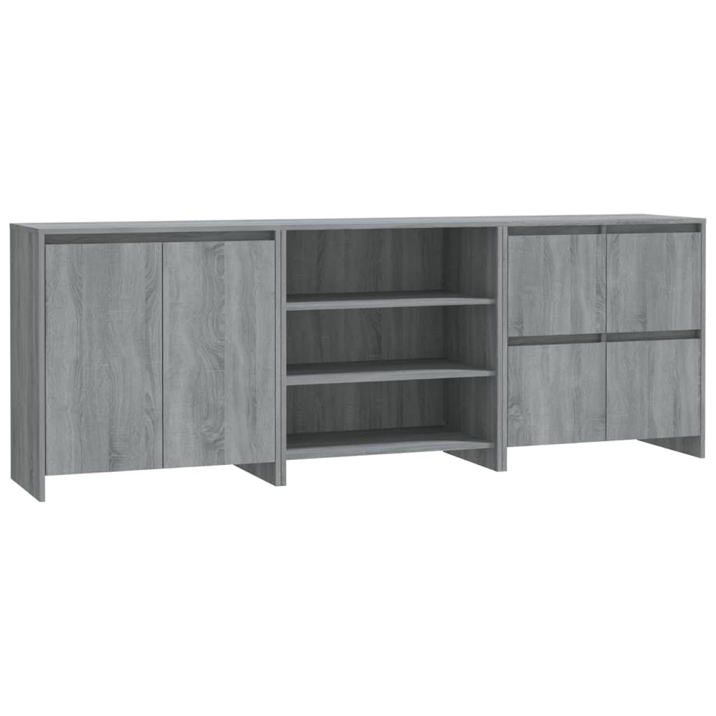 Aparador De 3 Piezas Madera Manufacturada Gris Sonoma_1