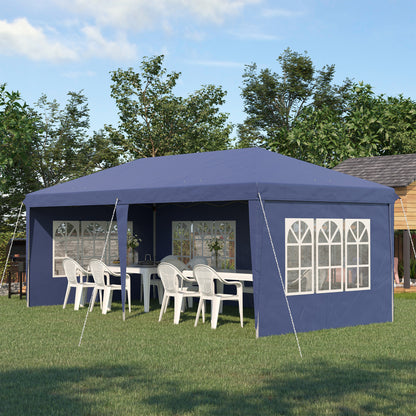 Outsunny Carpa Plegable 6x3 M Con 4 Laterales Desmontables 4 Ventanas Azul_1