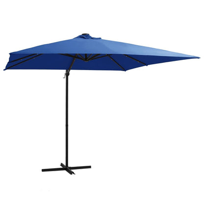 Vidaxl Sombrilla Voladiza Jardín Led Palo Acero Azul Azure 250x250 Cm_0