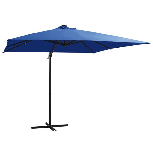 Vidaxl Sombrilla Voladiza Jardín Led Palo Acero Azul Azure 250x250 Cm_0