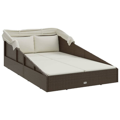Vidaxl Tumbona Con Toldo Plegable Ratán Sintético Marrón 200x114x128cm_5