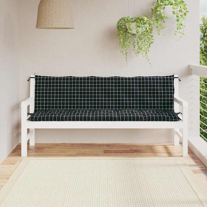 Vidaxl Cojines De Banco De Jardín 2 Uds Tela Oxford A Cuadros Negros_1