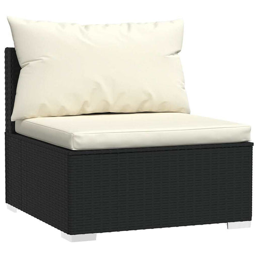 Vidaxl Sofá Central Para Jardín Con Cojines Ratán Sintético Negro_0