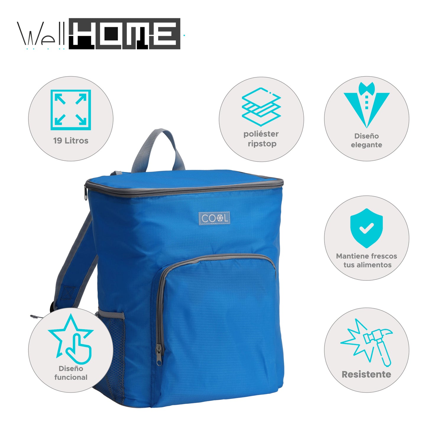 Well Home Bolsa Nevera Mochila De 19l En Poliéster Ripstop - Ideal Para Mantener Tus Alimentos Frescos_1