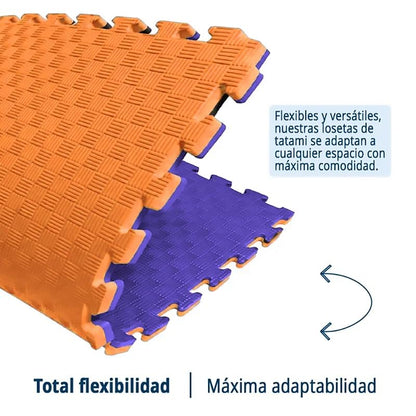 Artatami® Tatami Puzzle 1x1x20 Mm Naranja - Lila Pack Ahorro【8 Unidades】gimnasios - Fitness - Pilates - Yoga_3