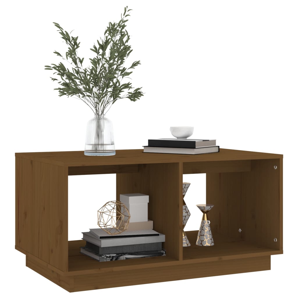 Mesa De Centro Madera Maciza De Pino Marrón Miel 80x50x40 Cm_2