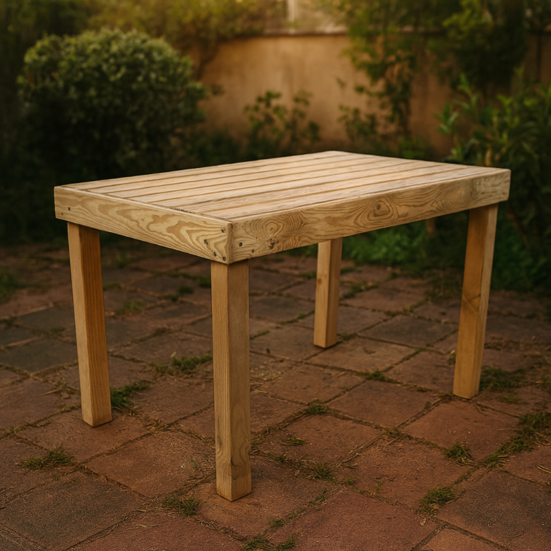 Mesa De Jardín Korudeck Rectangular De Madera Tratada Vidahuerto 120x76x76 Cm._1