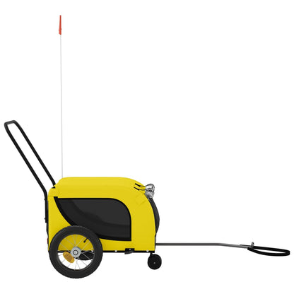 Vidaxl Remolque Bicicleta Mascotas Hierro Tela Oxford Amarillo Negro_4