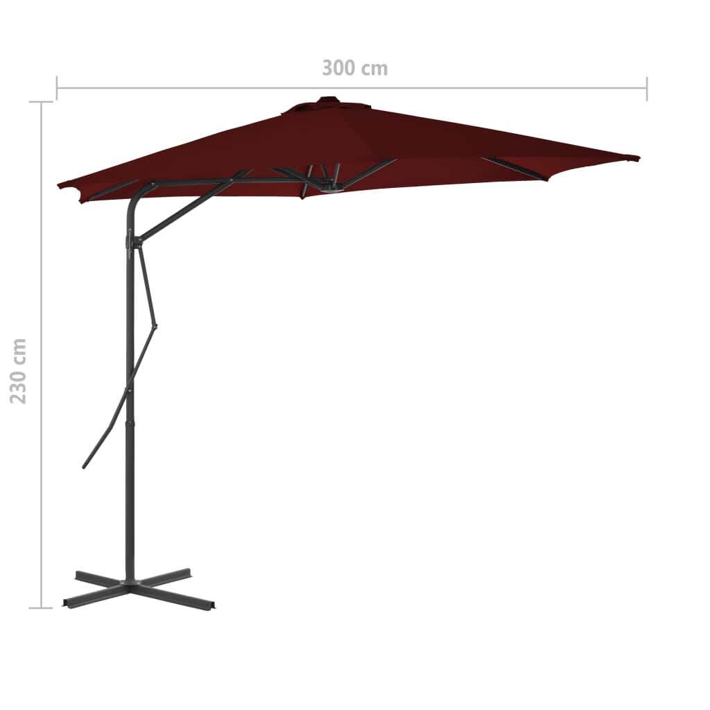 Vidaxl Sombrilla De Jardín Con Palo De Acero Rojo Burdeos 300x230 Cm_2