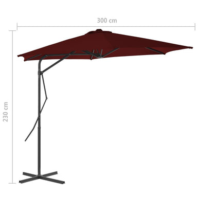 Vidaxl Sombrilla De Jardín Con Palo De Acero Rojo Burdeos 300x230 Cm_2