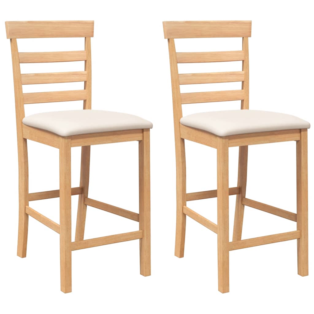 Taburetes De Bar Con Cojines 2 Uds Madera Maciza Natural Caucho_0