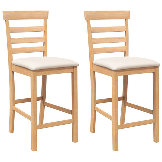 Taburetes De Bar Con Cojines 2 Uds Madera Maciza Natural Caucho_0