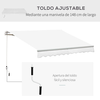 Outsunny Toldo Manual Plegable De Aluminio Con Manivela 3,5x2,5m Blanco_5