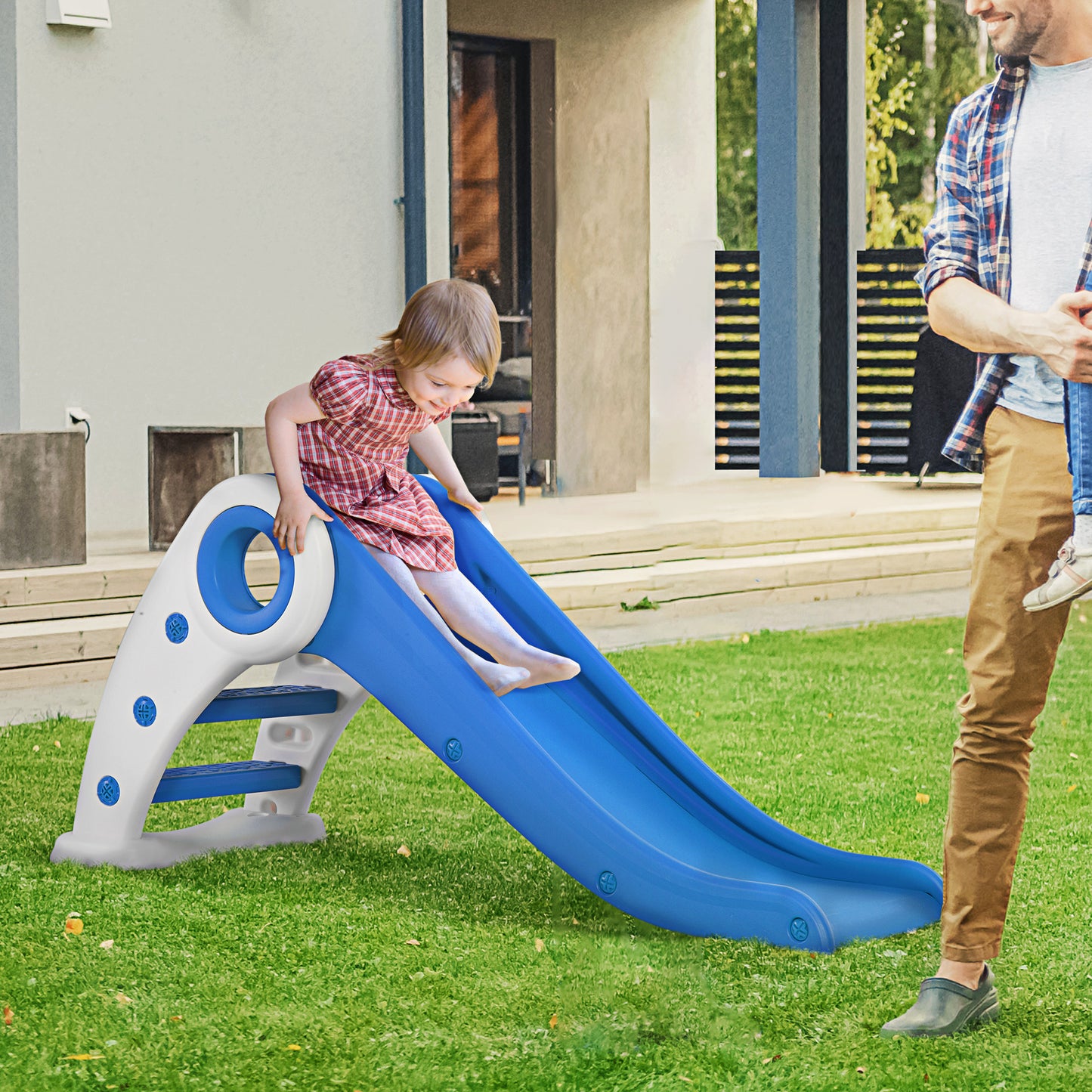 Homcom Tobogán Plegable Para Niños De 18-36 Meses Con Rampa Escalera 120x50x56cm_1