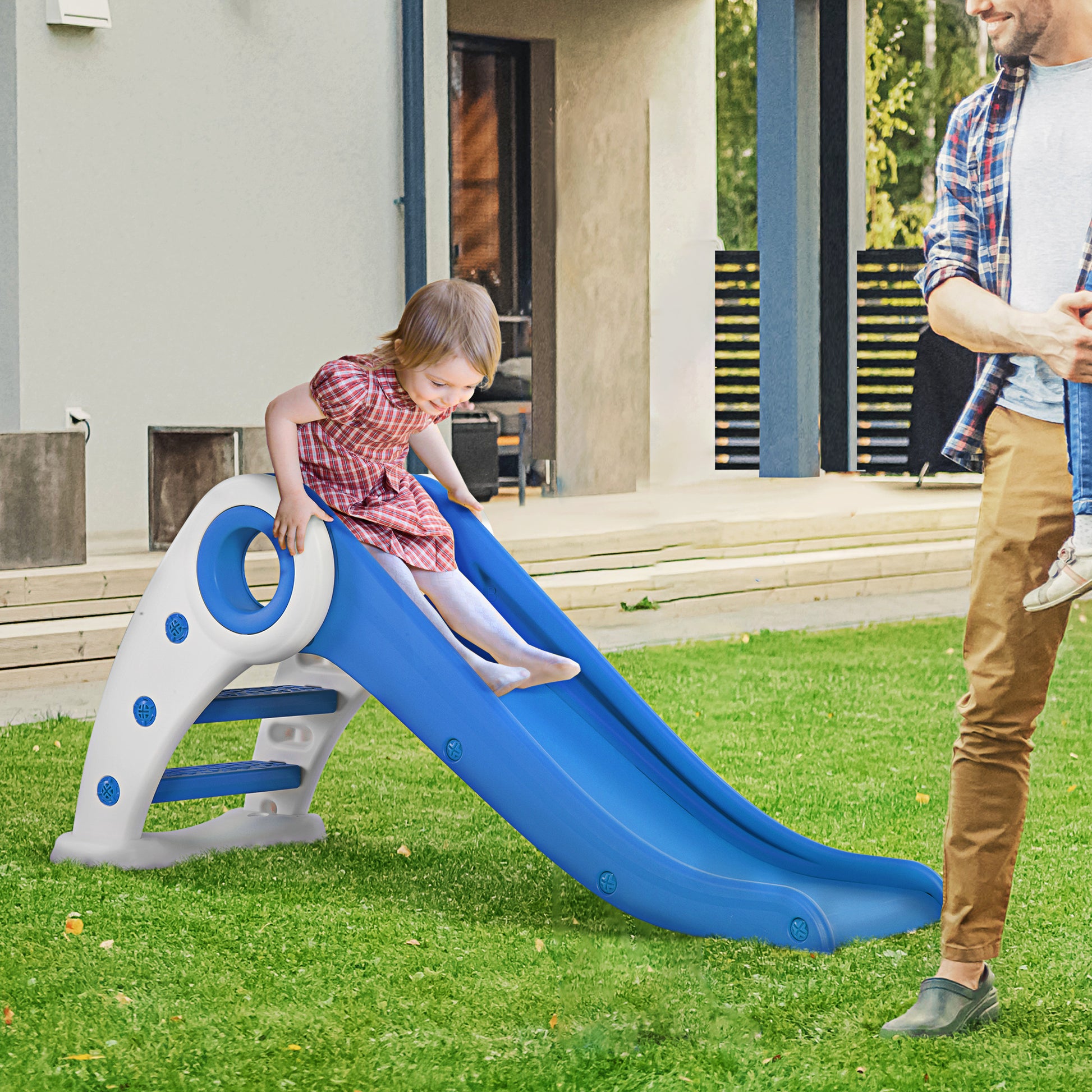 Homcom Tobogán Plegable Para Niños De 18-36 Meses Con Rampa Escalera 120x50x56cm_1