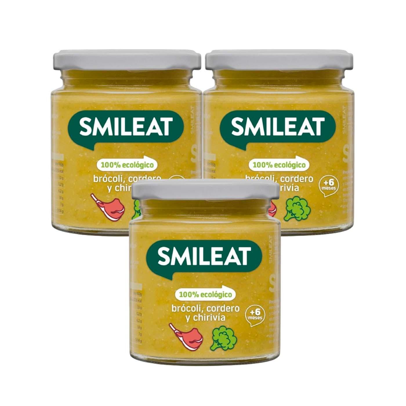 PROMO 3x Tarrito de Brócoli con Cordero y Chirivía Ecológico Smileat 230g