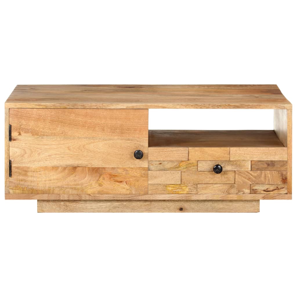 Mesa De Centro De Madera Maciza De Mango 90x50x35 Cm_1