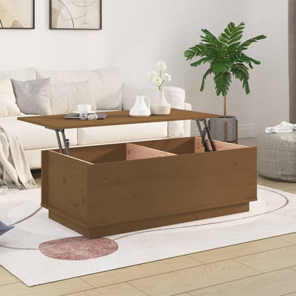 Mesa De Centro Madera Maciza De Pino Marrón Miel 100x50x35 Cm_1