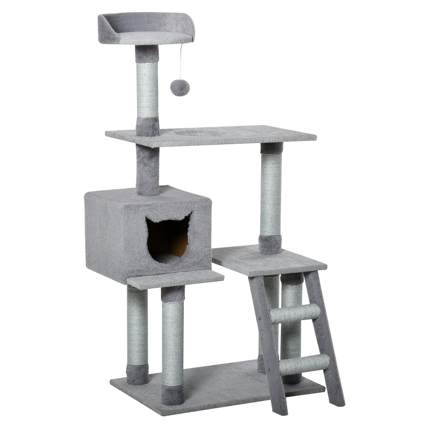 Pawhut Árbol Rascador Para Gatos Altura 124 Cm Con Plataformas Escalera Cueva Y_0