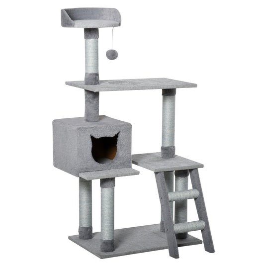 Pawhut Árbol Rascador Para Gatos Altura 124 Cm Con Plataformas Escalera Cueva Y_0