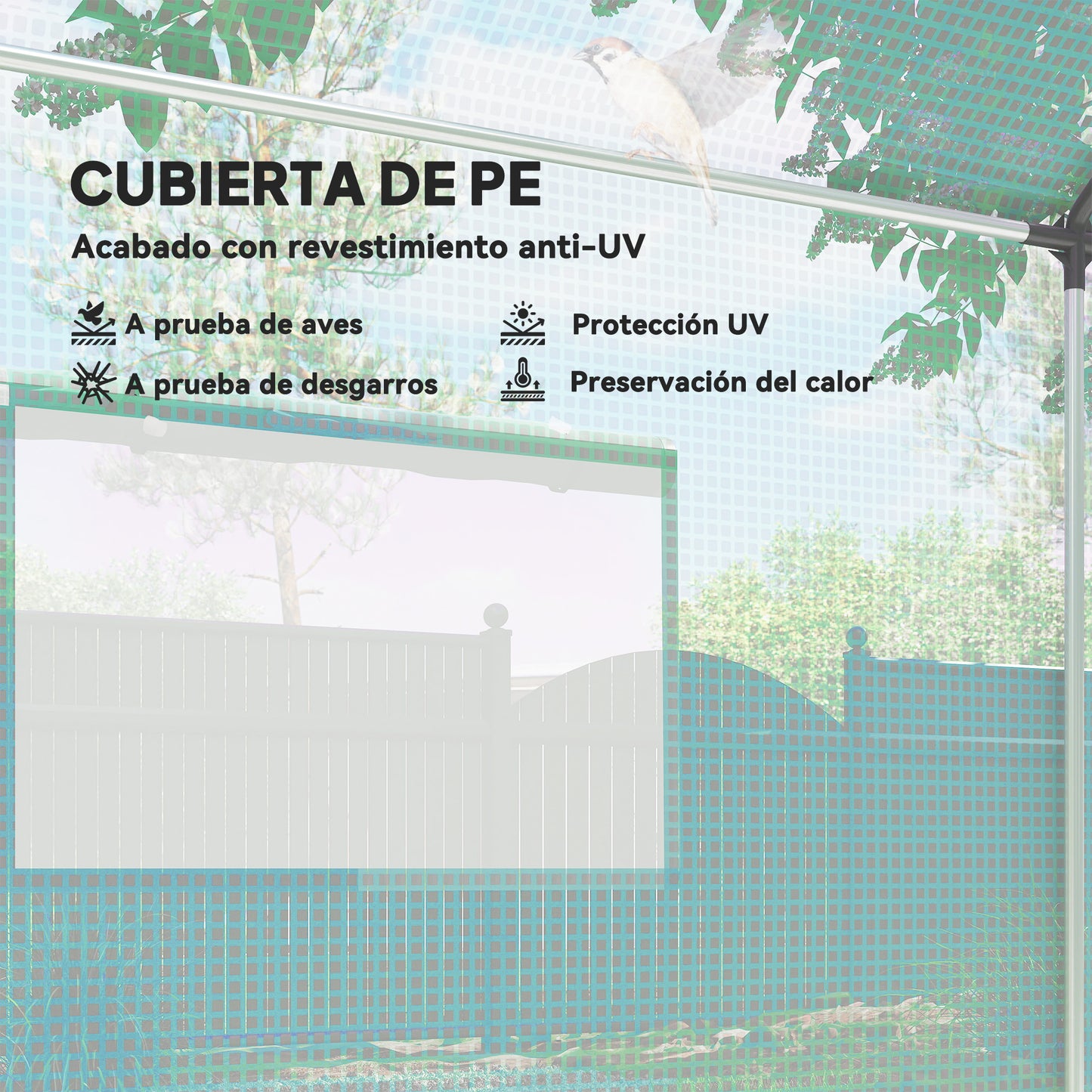 Outsunny Invernadero De Exterior 2x3x2 M Con 4 Ventanas De Malla Verde_3