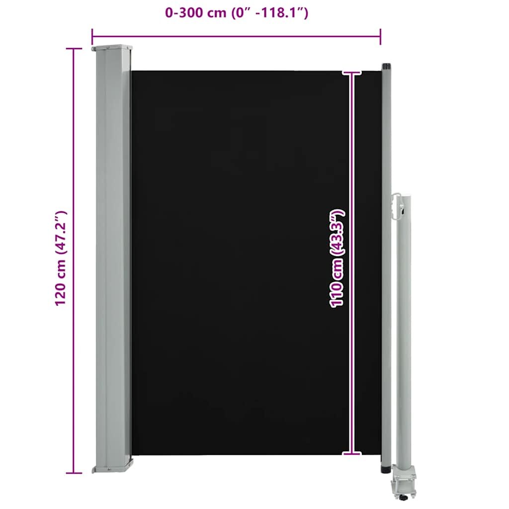Vidaxl Toldo Lateral Retráctil Para Patio 120x300 Cm Negro_2