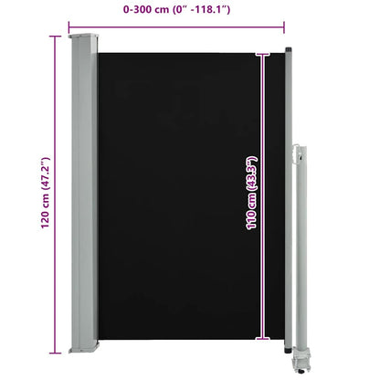 Vidaxl Toldo Lateral Retráctil Para Patio 120x300 Cm Negro_2