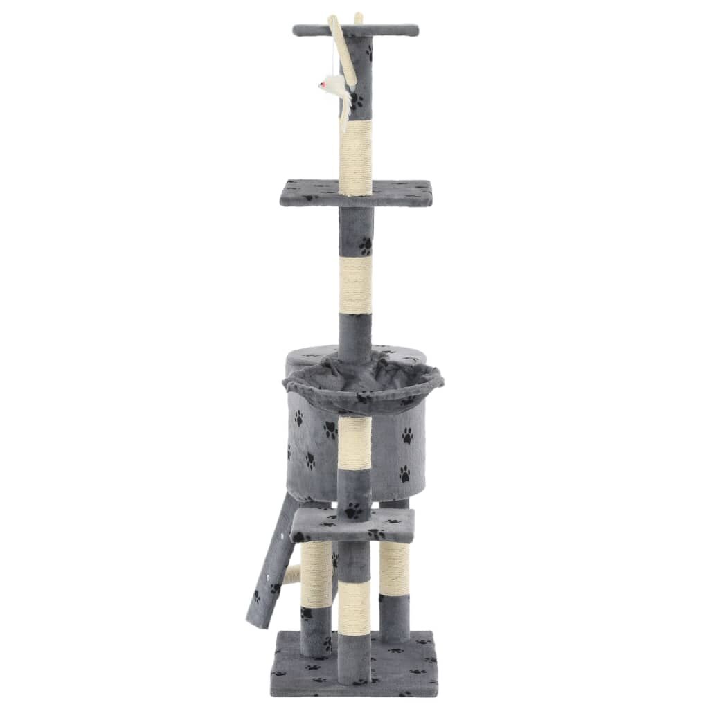 Vidaxl Rascador Para Gatos Con Poste De Sisal 138 Cm Huellas Gris_4
