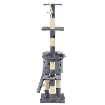 Vidaxl Rascador Para Gatos Con Poste De Sisal 138 Cm Huellas Gris_4
