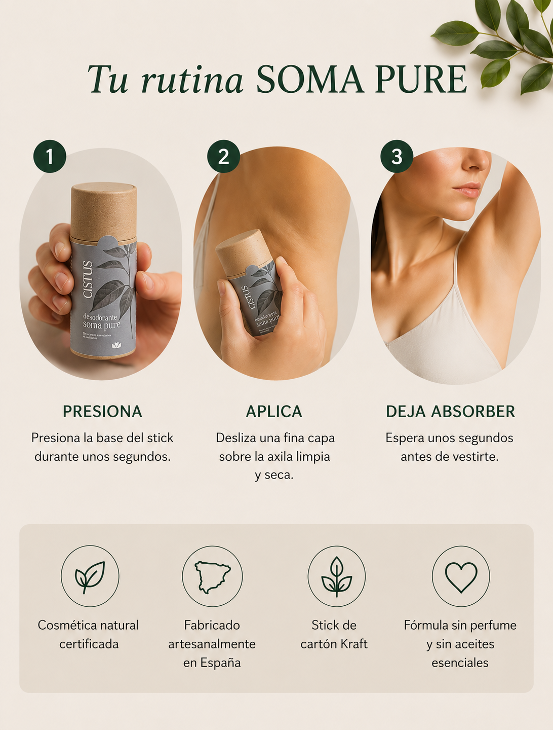 Desodorante sólido natural sin perfume para piel sensible | SOMA PURE 80 ml_4
