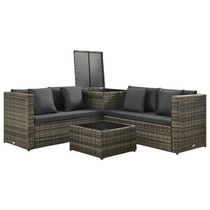 Vidaxl Set De Sofás De Jardín 4 Piezas Y Cojines Ratán Sintético Gris_3