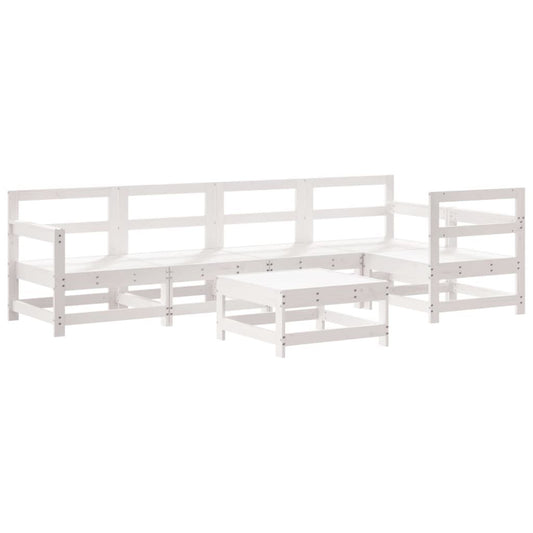 Vidaxl Juego De Muebles De Jardín 6 Piezas Madera Maciza Pino Blanco_0