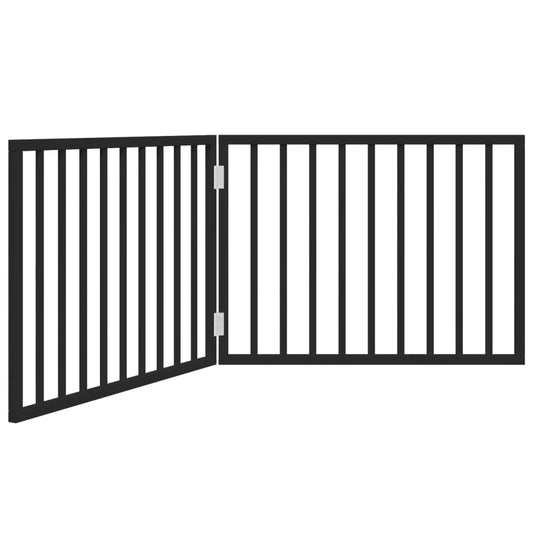 Vidaxl Puerta Para Perros Plegable De 2 Paneles, Color Negro, 160 Cm, Madera De Álamo_0