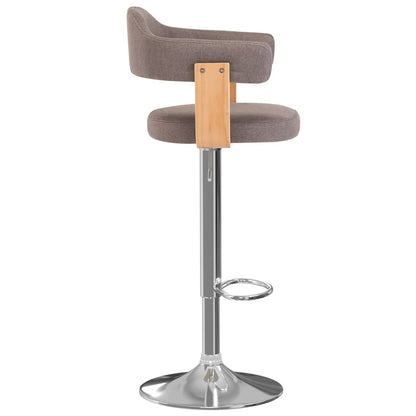 Taburetes De Bar 2 Unidades Gris Taupe Madera Curvada Y Tela_2