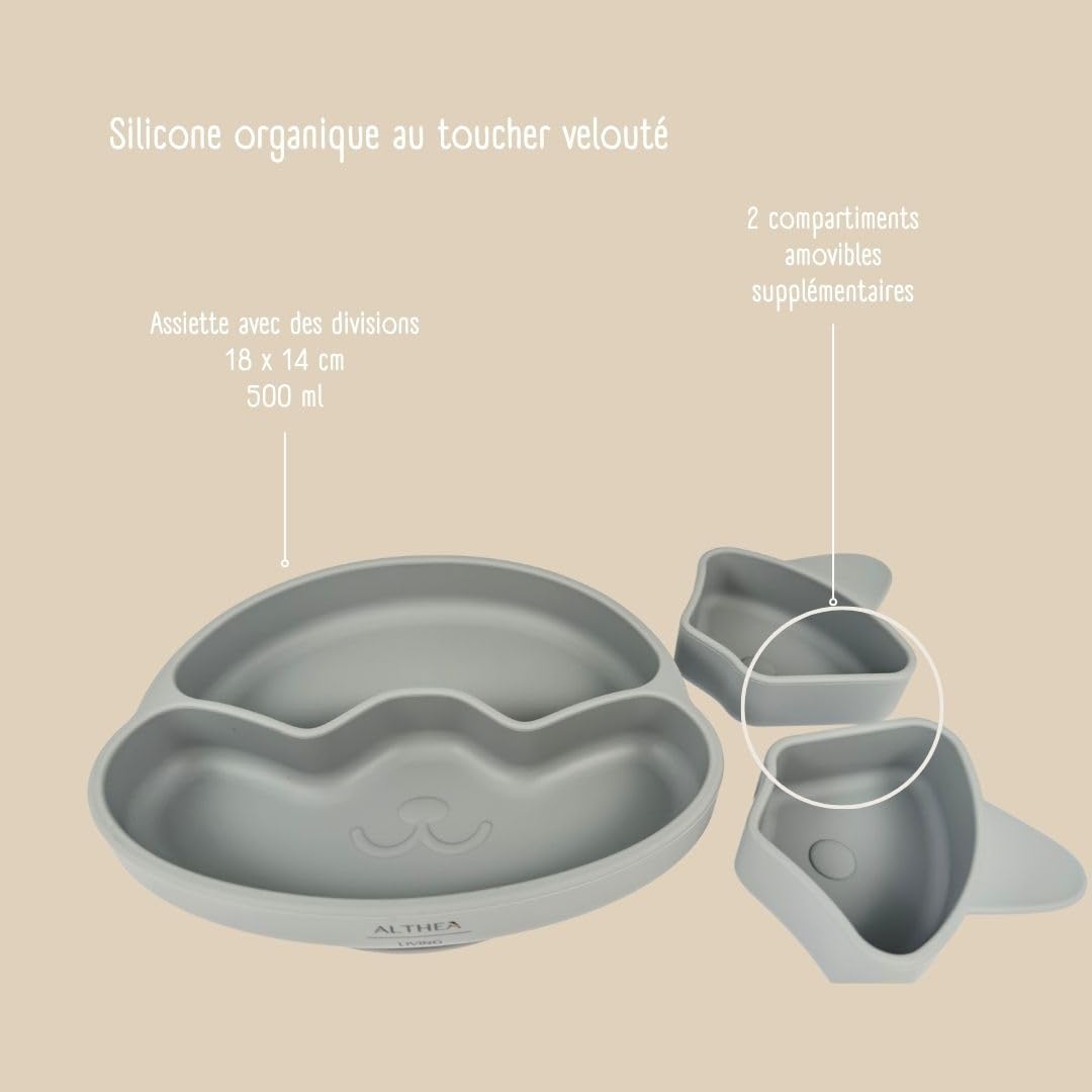 Plato Con Divisiones Extraíbles Y Forma De Perrito - Gris Perla._2