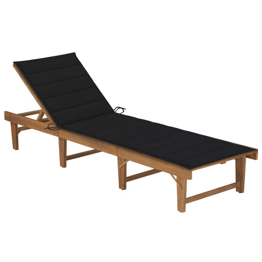 Tumbona Plegable Con Cojín Madera Maciza De Acacia_0