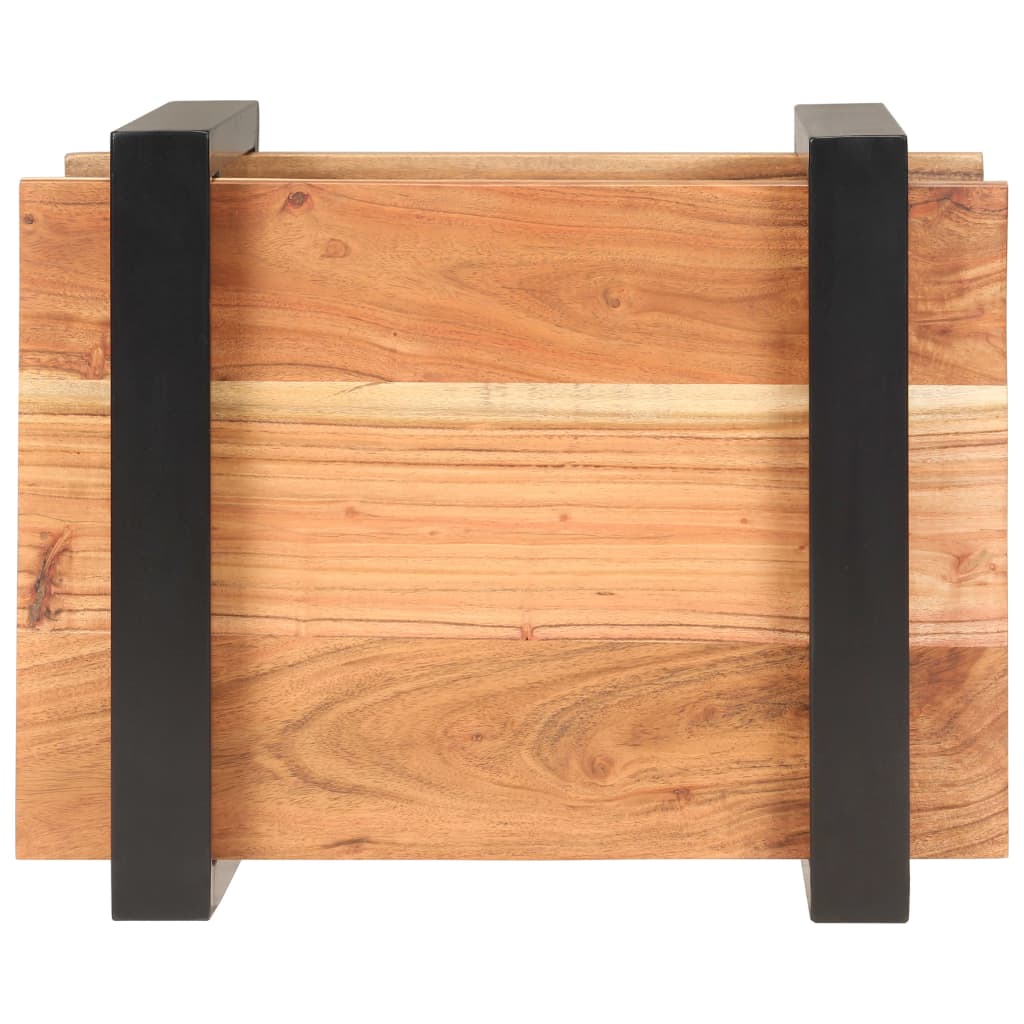 Mesita De Noche De Madera Maciza De Acacia 50x40x40 Cm_2