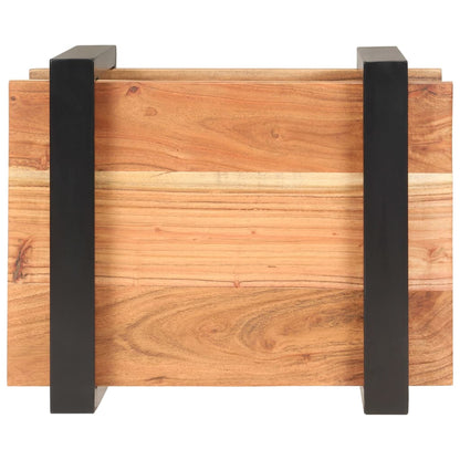 Mesita De Noche De Madera Maciza De Acacia 50x40x40 Cm_2