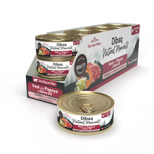 Dibaq Natural Moments 5 Star Esterilizado Ternera Con Papaya, 12 Latas X 70gr_0
