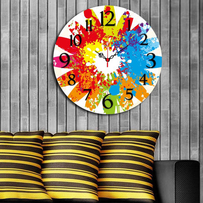 Reloj Decorativo Multicolor Mdf De Pared