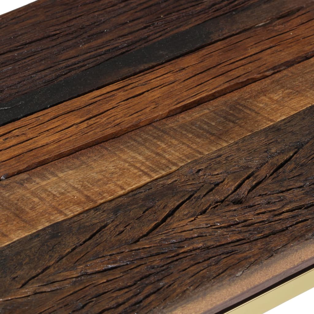 Mesa Consola Acero Inoxidable Madera Maciza Traviesa Dorado_3