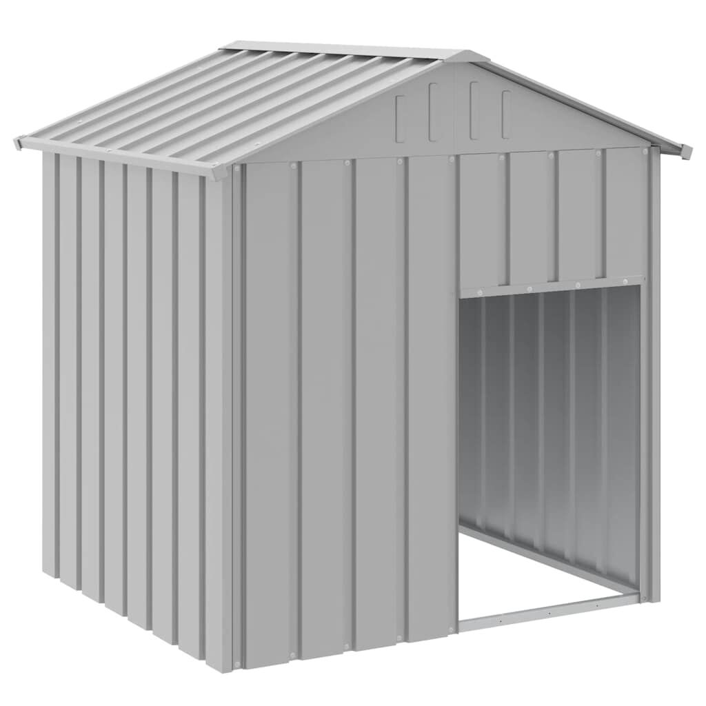 Vidaxl Caseta Perros Tejado Acero Galvanizado Gris Claro 117x103x123cm_0