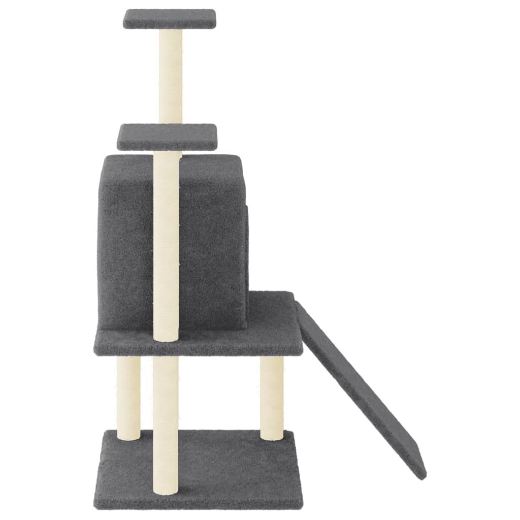 Vidaxl Rascador Para Gatos Con Postes De Sisal Gris Oscuro 110 Cm_3