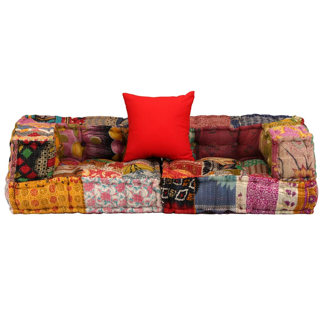 Vidaxl Puf Modular De 2 Plazas De Tela Patchwork_1